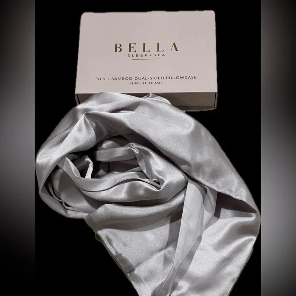 🆕 Bella Sleep + Spa Silk + Bamboo Dual-Sided Pillowcase King Lilac-Ash NIB
